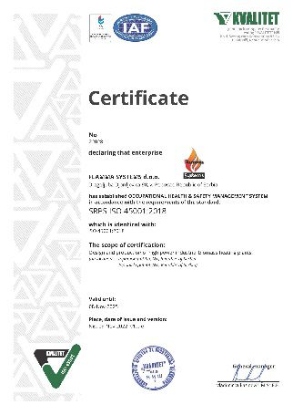 Certifikat ISO 45001